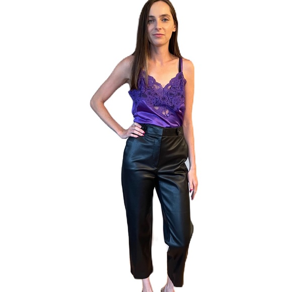 Ann Taylor Faux Leather Trousers Size 2Petite - Picture 2 of 3